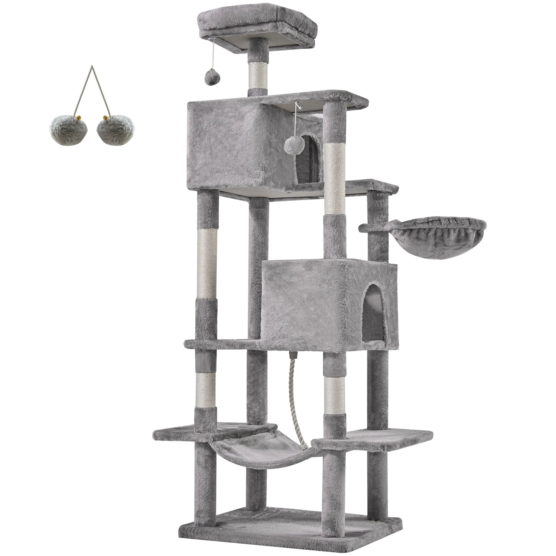 Cat Tree Tower 66 Inch Large Multi Level Cat Climbing Tower with Condo Natural Sisal Scratching Posts Pet House for Indoor