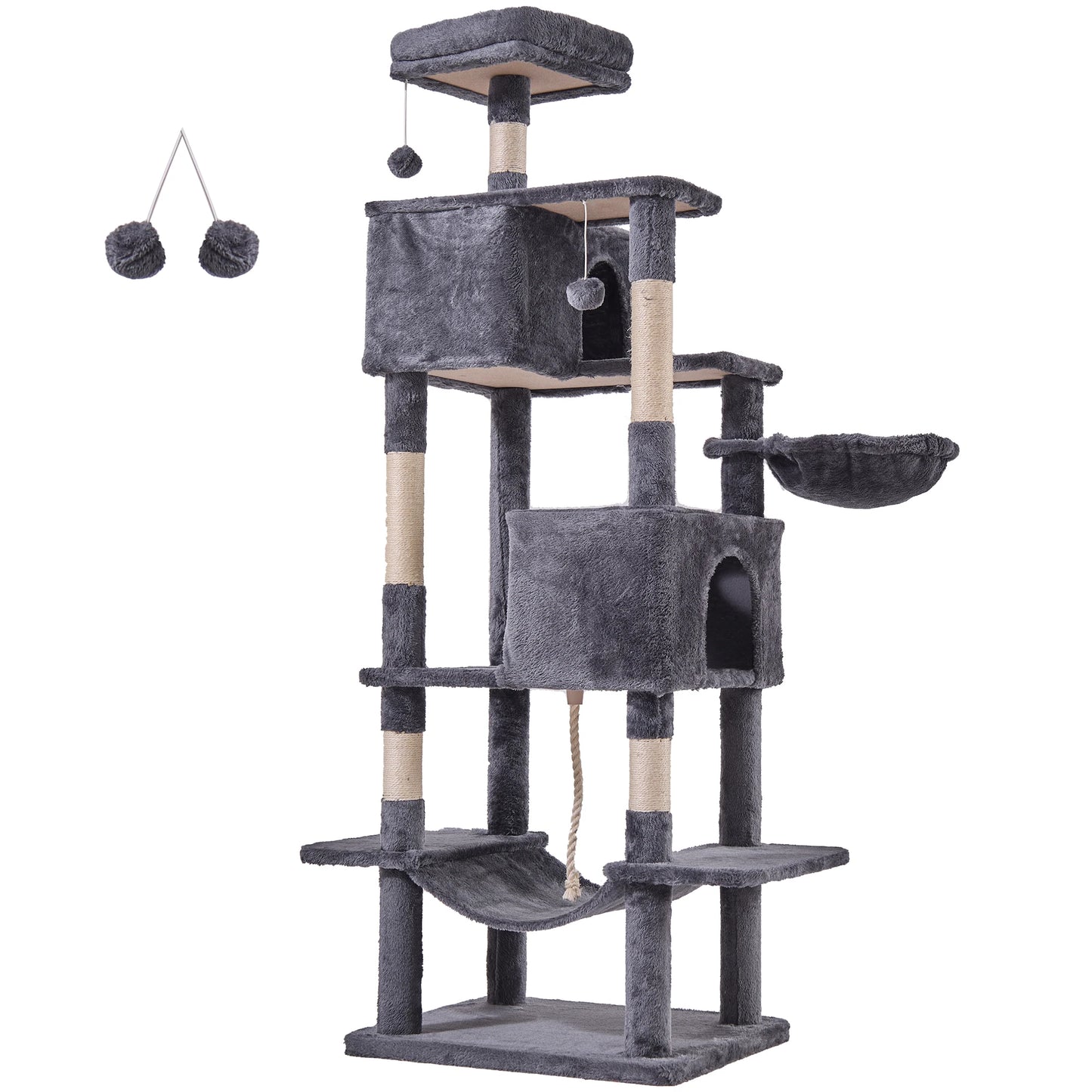 Cat Tree Tower 66 Inch Large Multi Level Cat Climbing Tower with Condo Natural Sisal Scratching Posts Pet House for Indoor